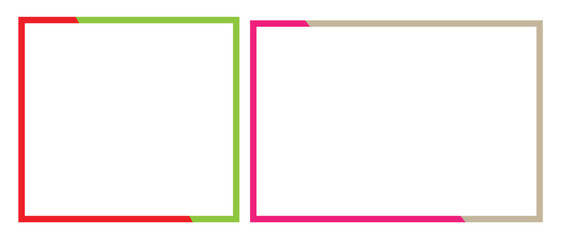 Colorful square frame border set in red, green, pink, and beige minimal geometric vector design for modern layouts, templates, posters, social media, and creative backgrounds