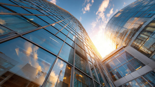 Abstract architecture of glass and light, cloud computing concept, seamless connection of form and information, futuristic digital design