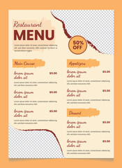 Restaurant Menu Template | Modern Food Flyer | Cafe Menu | Printable A4 Menu Design