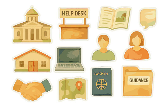 Host Support Sticker Sheet. Host Country Support Programs. Realistic hand-painted watercolor style sticker