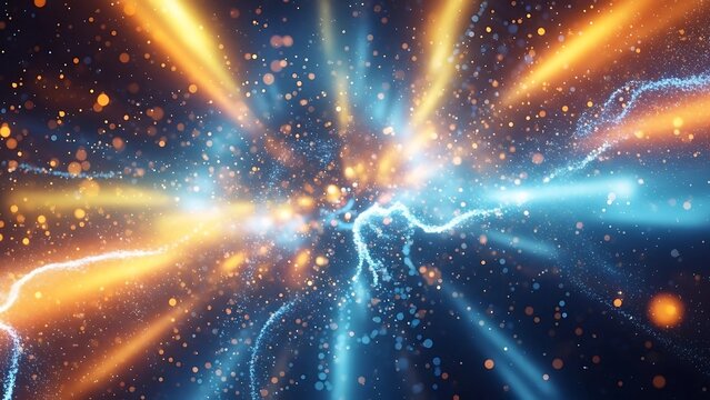 Abstract digital illustration depicting energy flow and particle dispersion in a futuristic realm