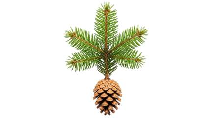 A vibrant pine branch adorned with a mature pine cone symbolizing nature s resilience and the on transparent background