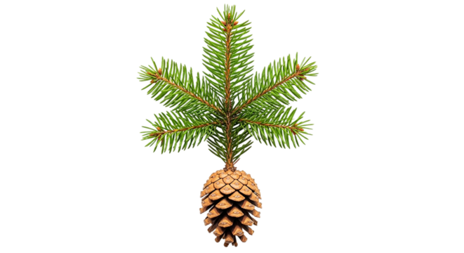 A vibrant pine branch adorned with a mature pine cone symbolizing nature s resilience and the on transparent background