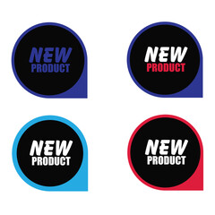 Modern new product label set in red and blue flat vector tag design for sale promotion, advertising, marketing banner, e-commerce, and creative branding projects