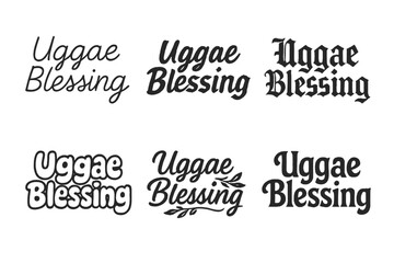 Diverse Lettering Styles. Uggae Blessing. Set lettering. harmonious lettering variations of the same emblematic concept, each with different artistic