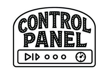 Obraz premium Playful Control Panel Design. Control Panel ? Decorative Display Lettering; playful stylized glyphs with dot/stripe patterns evoking buttons; arched word-shape