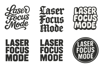 Fototapeta premium Diverse Lettering Styles. Laser Focus Mode. Set lettering. harmonious lettering variations of the same emblematic concept, each with different artistic