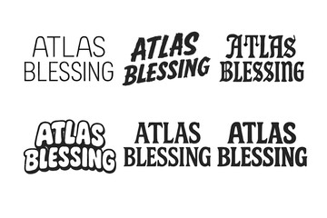 Obraz premium Atlas Emblem Lettering Grid. Atlas Blessing. Set lettering. harmonious lettering variations of the same emblematic concept, each with different artistic