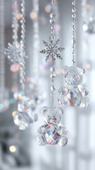 Luxury silver and crystal glass teddy bear Christmas decoration jewelry
