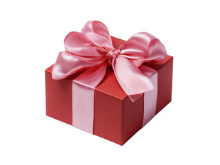 Obraz premium Pink gift box with pink satin ribbon bow isolated on transparent background