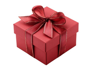 Obraz premium Red gift box with red ribbon bow isolated on transparent background
