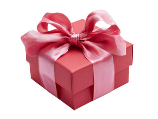Obraz premium Pink gift box with pink satin ribbon bow isolated on transparent background