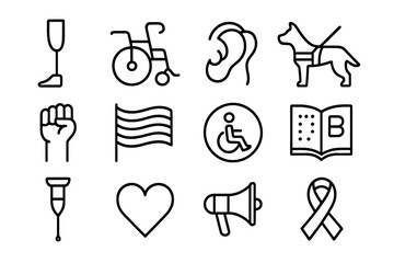 Accessibility Icons Set. Accessibility tools icons. Line outline icon set of accessibility tools icons: