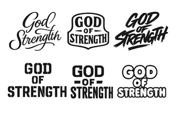 Obraz premium Strength Lettering Variations. God of Strength. Set lettering. harmonious lettering variations of the same emblematic concept (Elegant script with flowing