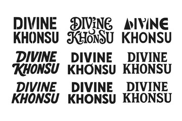 Obraz premium Khonsu Lettering Variations. Divine Khonsu. Set lettering. harmonious lettering variations of the same emblematic concept (Stencil-inspired urban lettering,