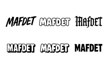 Obraz premium Mafdet Lettering Styles. Mafdet Deity. Set lettering. harmonious lettering variations of the same emblematic concept, each with different artistic
