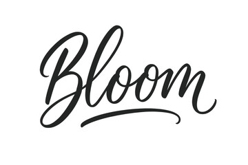 Obraz premium Elegant Bloom Script. Script Hand-Lettering with brush script, fluid strokes, semi-cursive, soft curves, elegant thin connectors, transparent background,