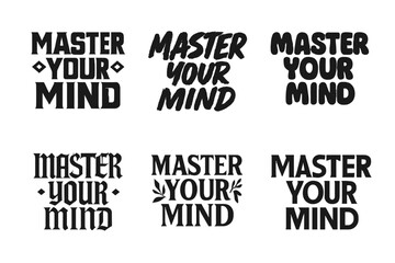 Harmonious Lettering Grid. Master your mind. Set lettering. harmonious lettering variations of the same emblematic concept, each with different artistic
