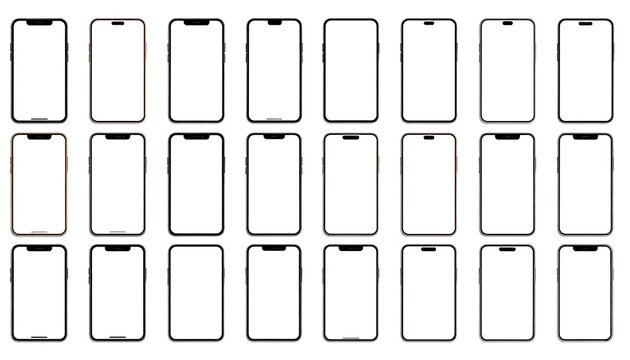 Assortment of blank rectangles representing portable communication devices