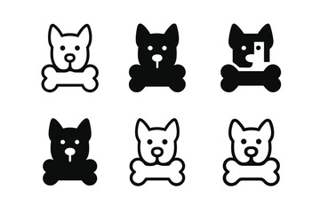 Fototapeta premium Pet Toy Logos. Pet-Friendly Living. Set Logo of Pet Toys: Minimal outline, Filled silhouette, Abstract geometric, Negative space, Flat solid, Iconic shape.