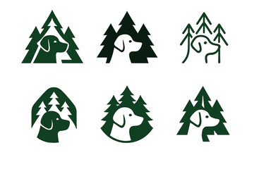 Obraz premium Pet-Friendly Travel Logos. Pet-friendly travel destinations. Set Logo of Pet-friendly travel destinations: Forest. harmonious logo variations of the same