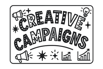 Playful Patterned Lettering. Creative Campaigns ? playful decorative display lettering; patterned letters (dots/stripes/stars), arched word-shape; framed with