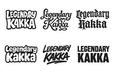 Obraz premium Legendary Lettering Variations. Legendary Kakka. Set lettering. harmonious lettering variations of the same emblematic concept (Funky cartoon-style lettering,