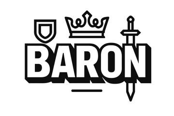Baron Bold Design. Bold Block Lettering ? "Baron" in massive bold geometric letters, stacked block composition, heavy outlines with subtle drop shadow,