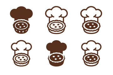 Obraz premium French Cuisine Logos. French cuisine. Set Logo of French cuisine: chef hat with quiche outline. harmonious logo variations of the same emblematic concept, each