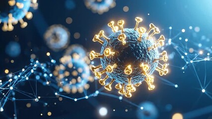 3D Render of Coronavirus with Network Connections. - Powered by Adobe