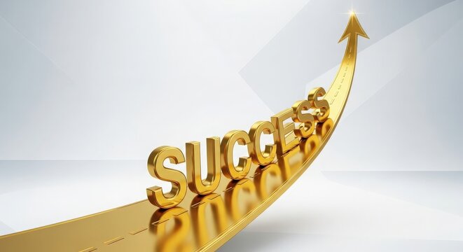Golden road to success with upward arrow, symbolizing growth and achievement. Success Business, Business Planning, Success Business Person, Success Small Business, Achieve success.