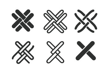 Obraz premium Fabric Stitching Logos. Fabric stitching. Set Logo of Fabric stitching: cross-thread pattern close-up. harmonious logo variations of the same emblematic