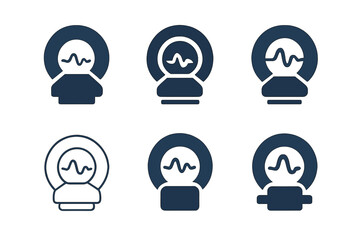 Fototapeta premium MRI Logo Variations. MRI machine. Set Logo of MRI machine: gradient coil waveform icon. Icon set. harmonious logo variations of the same emblematic concept,