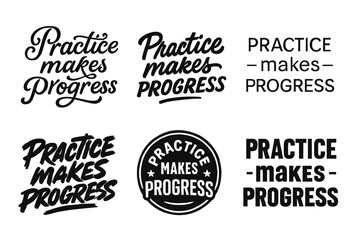 Fototapeta premium Artistic Lettering Variations. Practice makes progress. Set lettering. harmonious lettering variations of the same emblematic concept, each with different