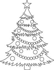Black and White Christmas Tree Outline holiday decoration