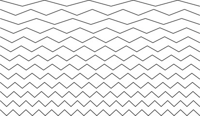 Black Zigzag Lines of Varying Thickness on White Background pattern