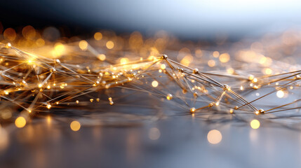 Minimal geometric visualization of information flow, abstract glowing network lines, soft neutral space, futuristic data concept