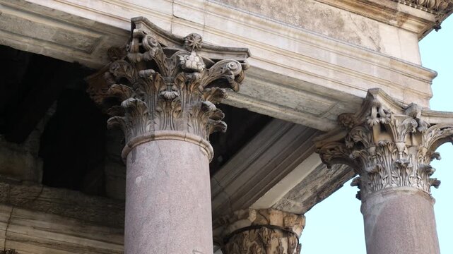 architecture pantheon temple rome big giant pillars focuses massive columns their design closeup side front view detailed monumental 