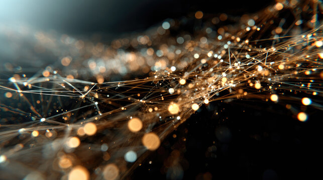 Minimal geometric visualization of information flow, abstract glowing network lines, soft neutral space, futuristic data concept