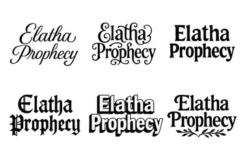 Typographic Variations. Elatha Prophecy. Set lettering. harmonious lettering variations of the same emblematic concept, each with different artistic