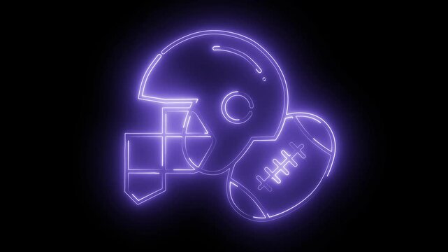 The animation is American football helmet with ball on neon line
