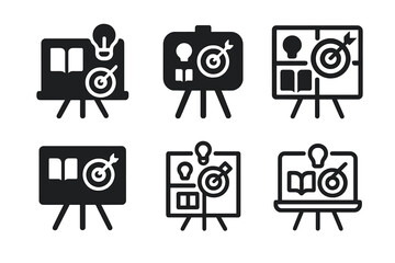 Study Motivation Logos. Study motivation. Icon set. Set Logo of Study motivation: study goals vision board. harmonious logo variations of the same emblematic