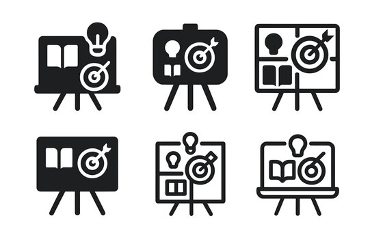 Study Motivation Logos. Study motivation. Icon set. Set Logo of Study motivation: study goals vision board. harmonious logo variations of the same emblematic