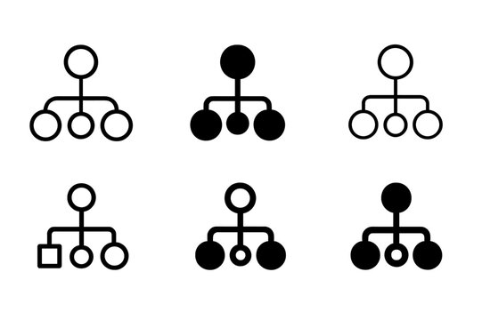 OOP Logo Variations. Object-oriented programming (OOP) chart. Set Logo of OOP: object composition graph. Icon set. harmonious logo variations of the same