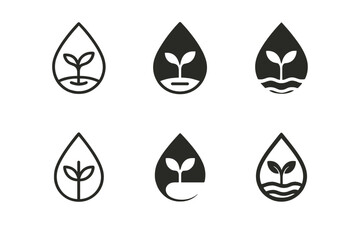 Nature-Inspired Logo Variations. Graphic design trends nature inspired design example. Set Logo of graphic design trends nature inspired design example: