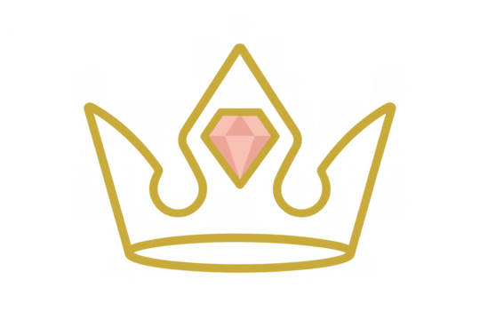 Golden crown with sparkling pink diamond, symbolizing royalty, power, and success, vector icon design - Powered by Adobe