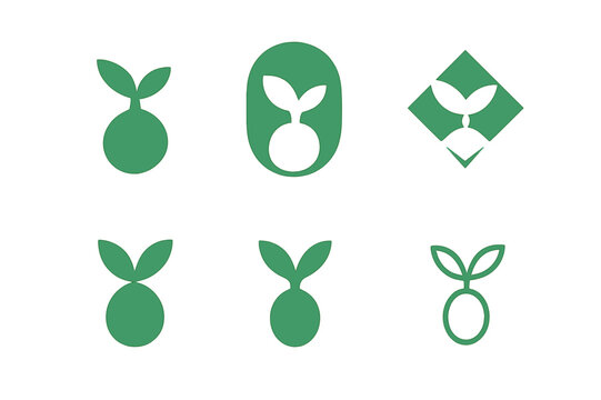 Eco Logo Variations. Green label design with eco vibes trend. Set Logo of Green label design with eco vibes trend: sprouting seed icon. Icon set. harmonious