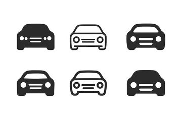 Fototapeta premium Stylish Auto Logos. Transportation and automobiles. Set Logo of transportation and automobiles: car front grille with twin headlight eyes. Icon set. harmonious