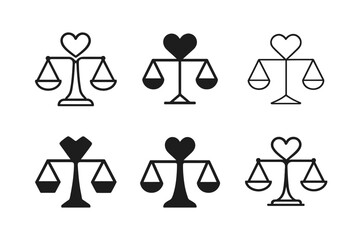 Therapy Logo Variations. Relationship therapy and counseling. Set Logo of relationship therapy and counseling: balanced scales of love and understanding. Icon