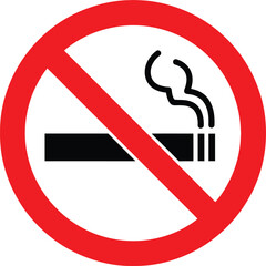 Iconic No Smoking Sign Illustration Circular Red Ban Symbol Smoke Prohibition Notice Public Health Awareness Clear Background Vector Graphic